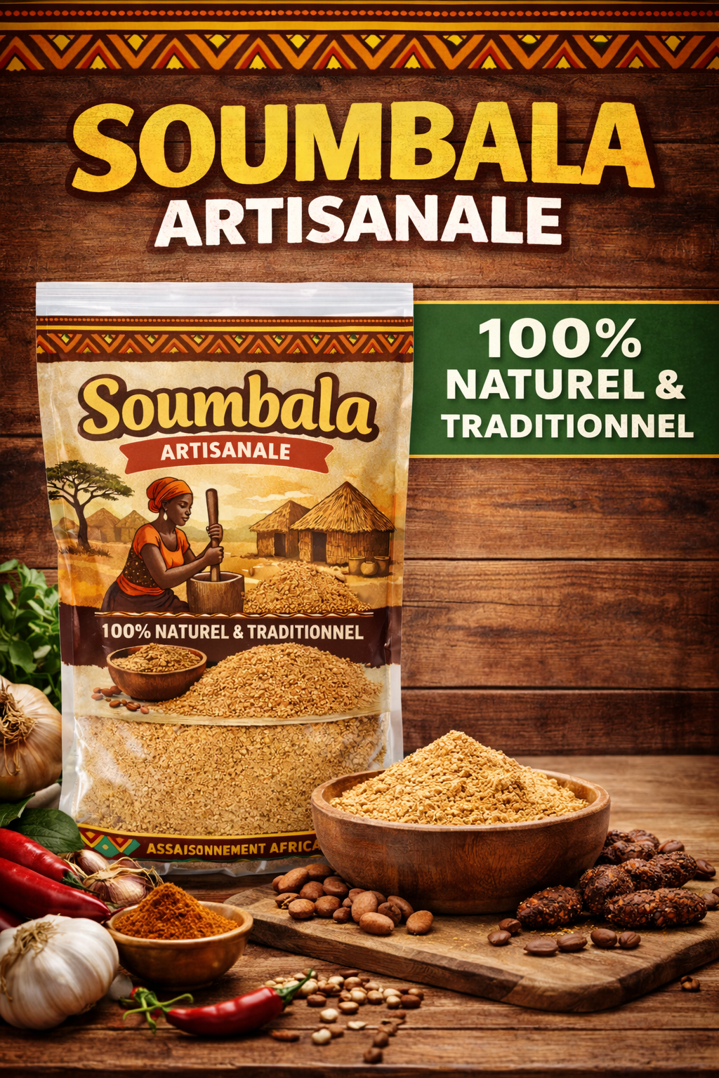 Soumbala Artisanal (Poudre de Néré) – 100% Naturel (100g).          « Arrivage bientôt »