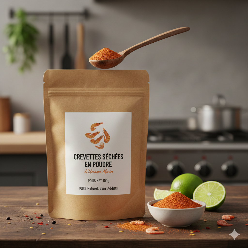 Crevettes Séchées en Poudre – L’Authenticité (50g). (4.50€)